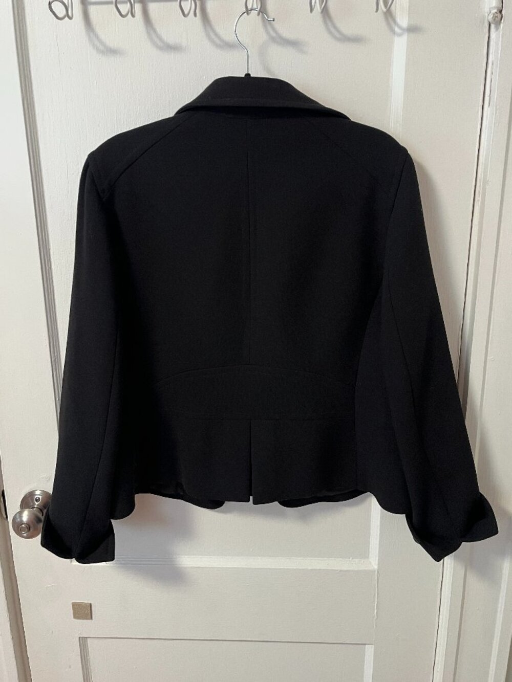 Talbots Black Double Breasted Military Knit Blazer Jacket Crest Buttons 14 - Picture 2 of 9